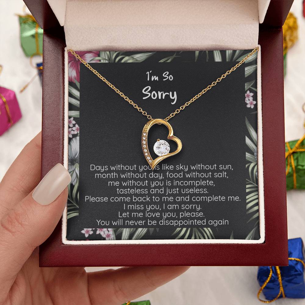 I'm Sorry Apology Gift White Gold Or Yellow Gold Finish Cz Crystal Pendant Necklace Forever Love Necklace