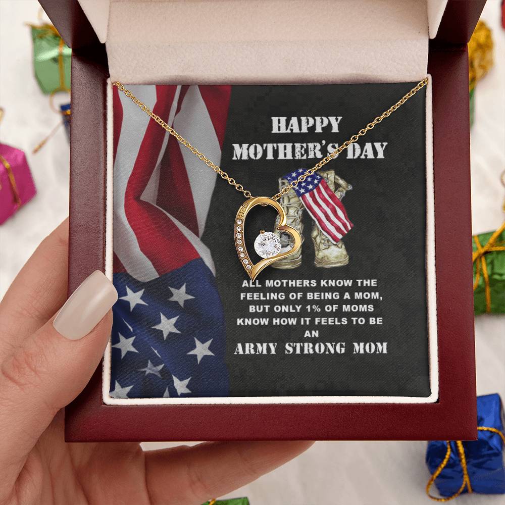 Army Mom Gift Strong Mom Forever Love Necklace