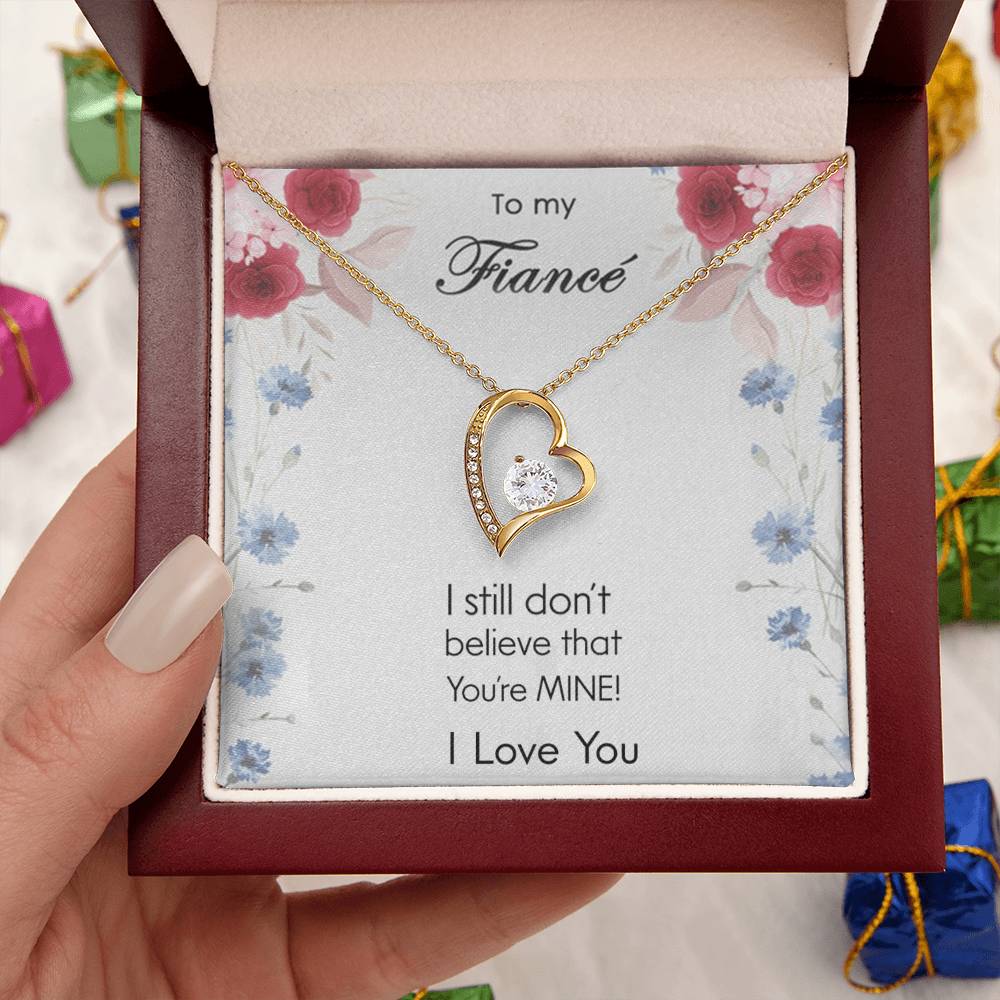 To My Fiance - I Love You - 925 Sterling Silver Pendant Forever Love Necklace
