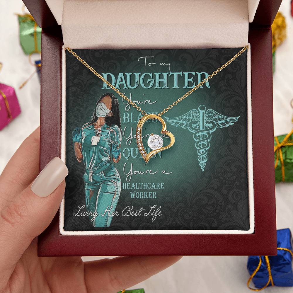 To My Daughter Black Nurse Customize Nurse Stethoscope Necklace To Nurse Daughter From Mom Nurse Gift Forever Love Necklace