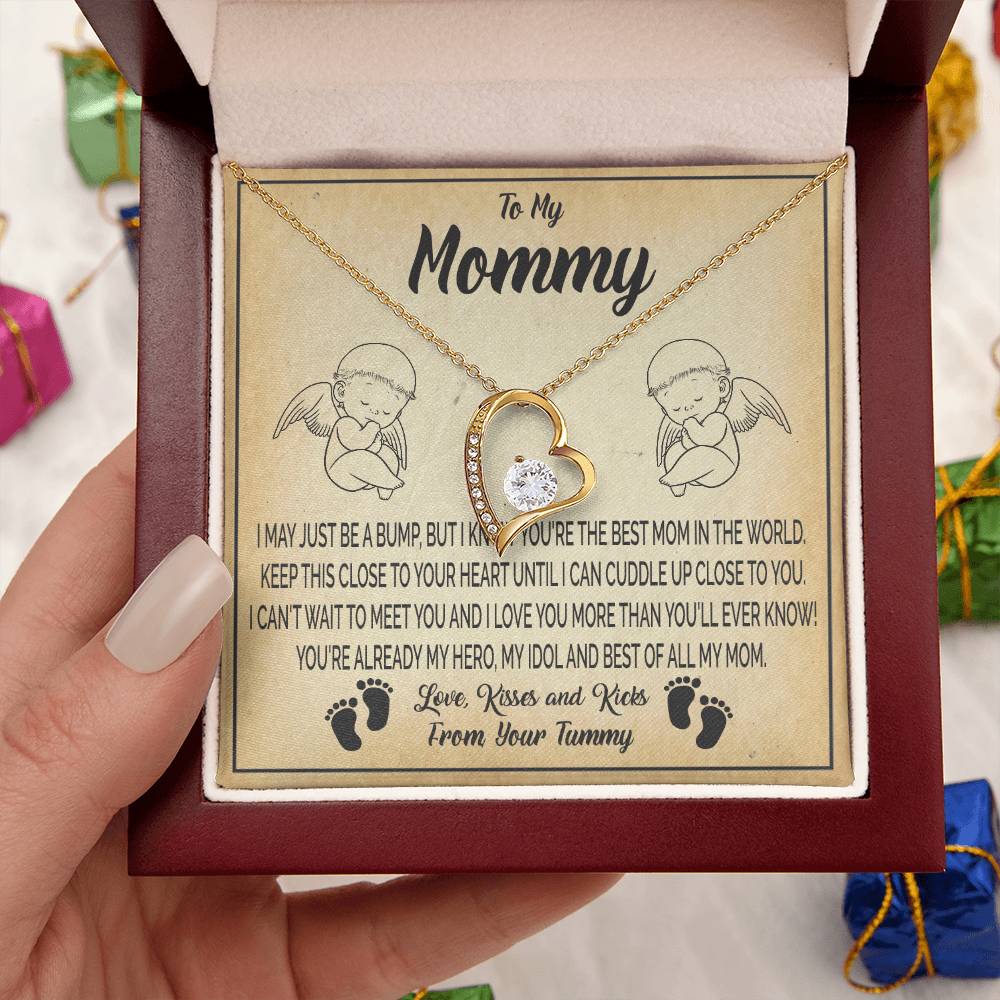 New Mommy Baby Shower Gift Pregnancy Gift Baby Bump Gift From Tummy To My Mommy After Birth Gifts Forever Love Necklace