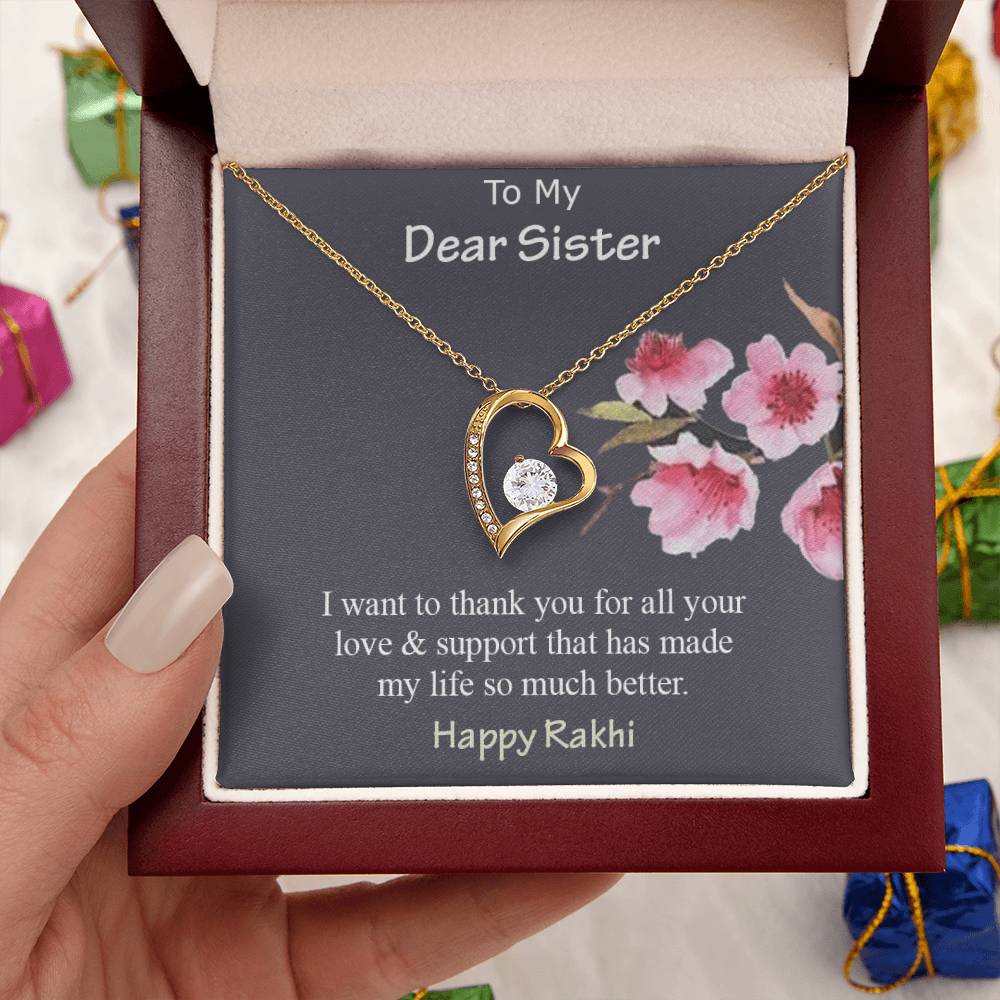 To My Dear Sister Happy Rakhi 925 Sterling Silver Pendant 1 Forever Love Necklace