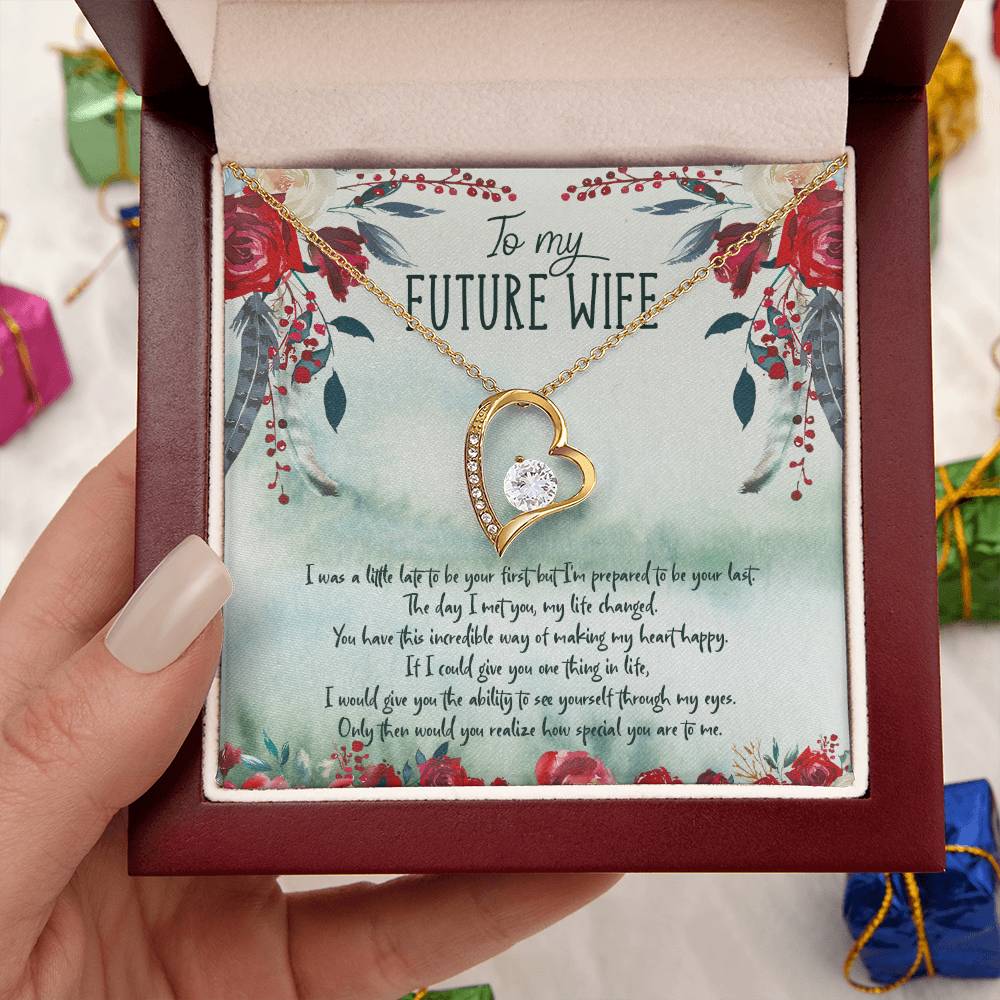 To My Future Wife Heart Necklace With Customize Romantic Message Card Forever Love Necklace