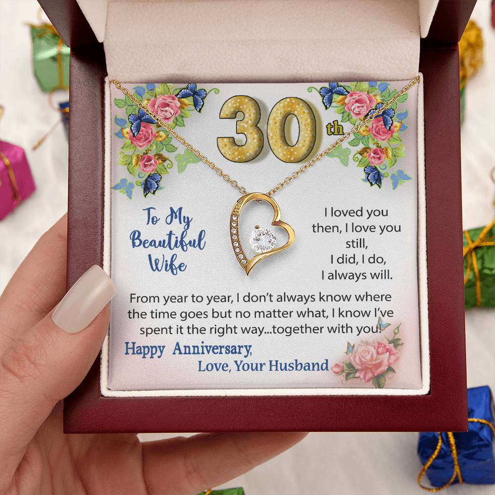 30th Anniversary Gift Heart Necklace For Wife Forever Love Necklace