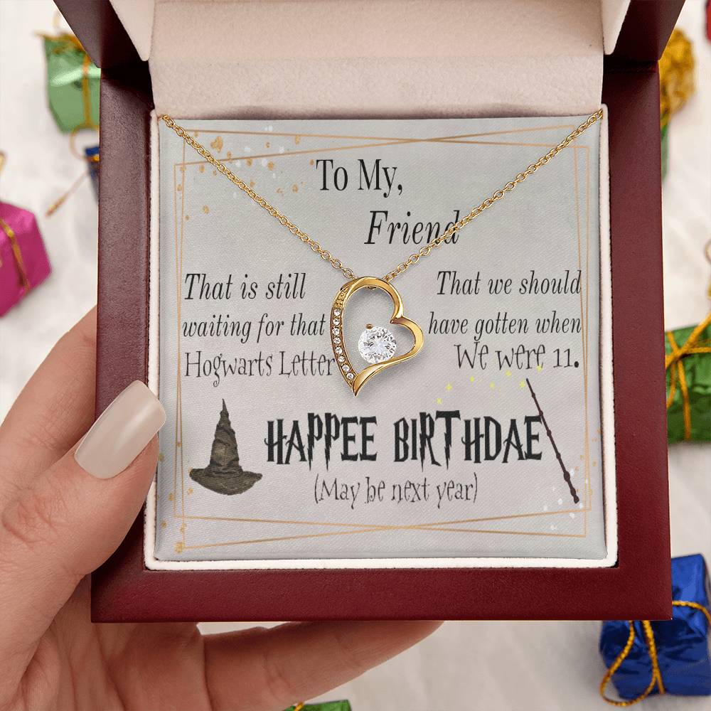 Happee Birthade Gift To Friends Who Is Potterhead Hp Themed Gift Idea. Perfect Gift For Hp Lover. Hp Themed Birthday Wish Card With Gift Necklace Forever Love Necklace