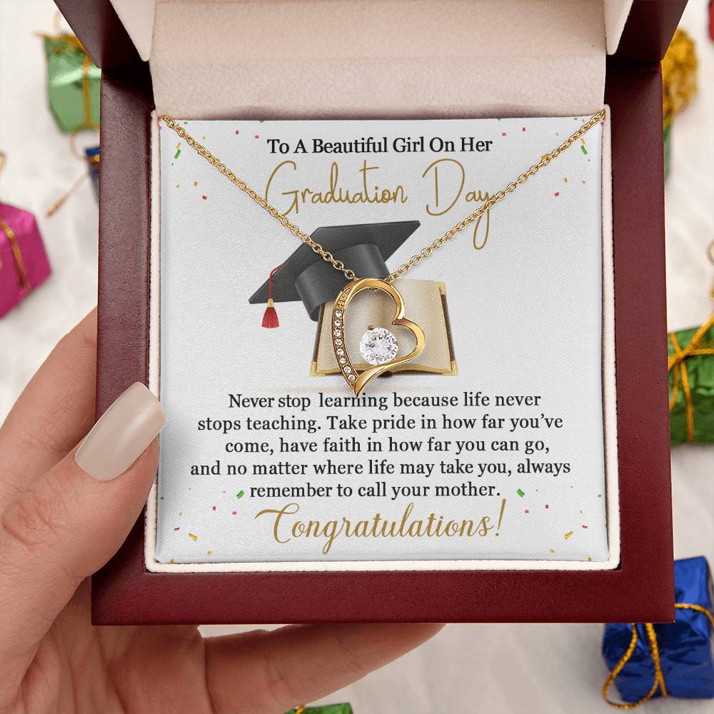 To A Beautiful Girl On Her Graduation Day. Congratulation!!! Forever Love Necklace