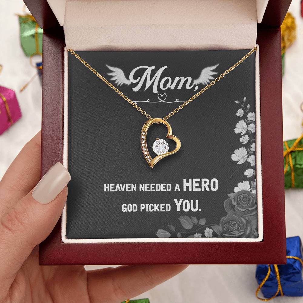 Mom Heaven Needed A Hero God Picked You Forever Love Necklace