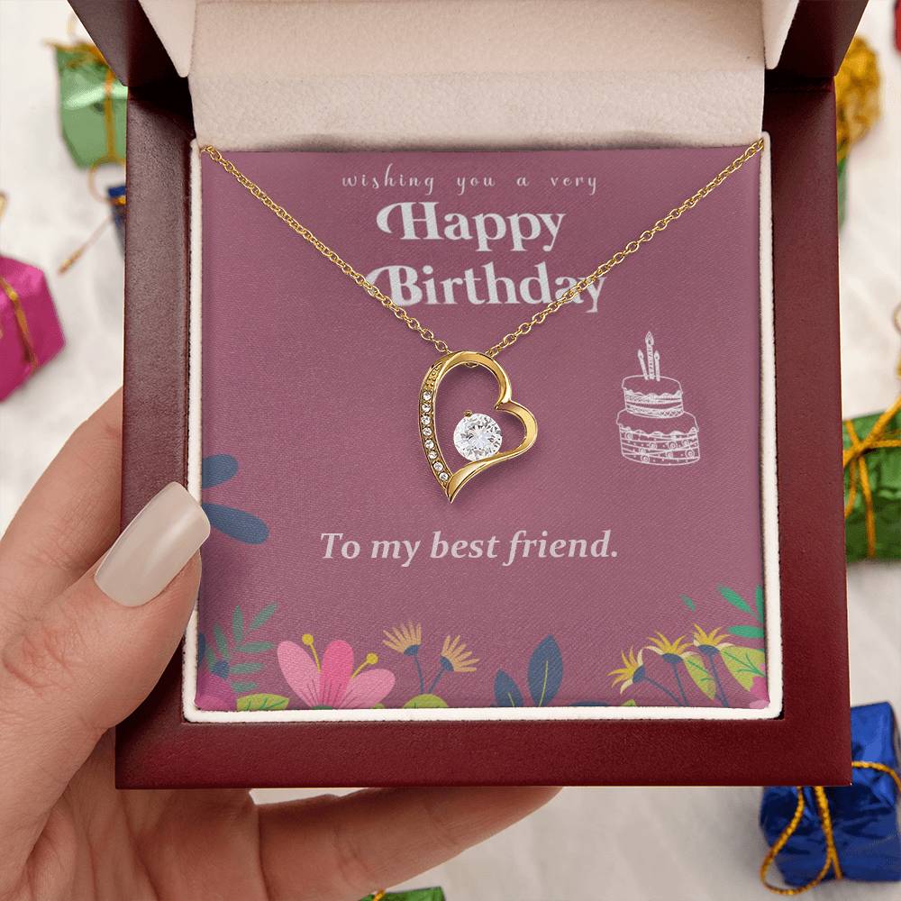 Happy Birthday - To My Best Friend - 925 Sterling Silver Pendant Forever Love Necklace