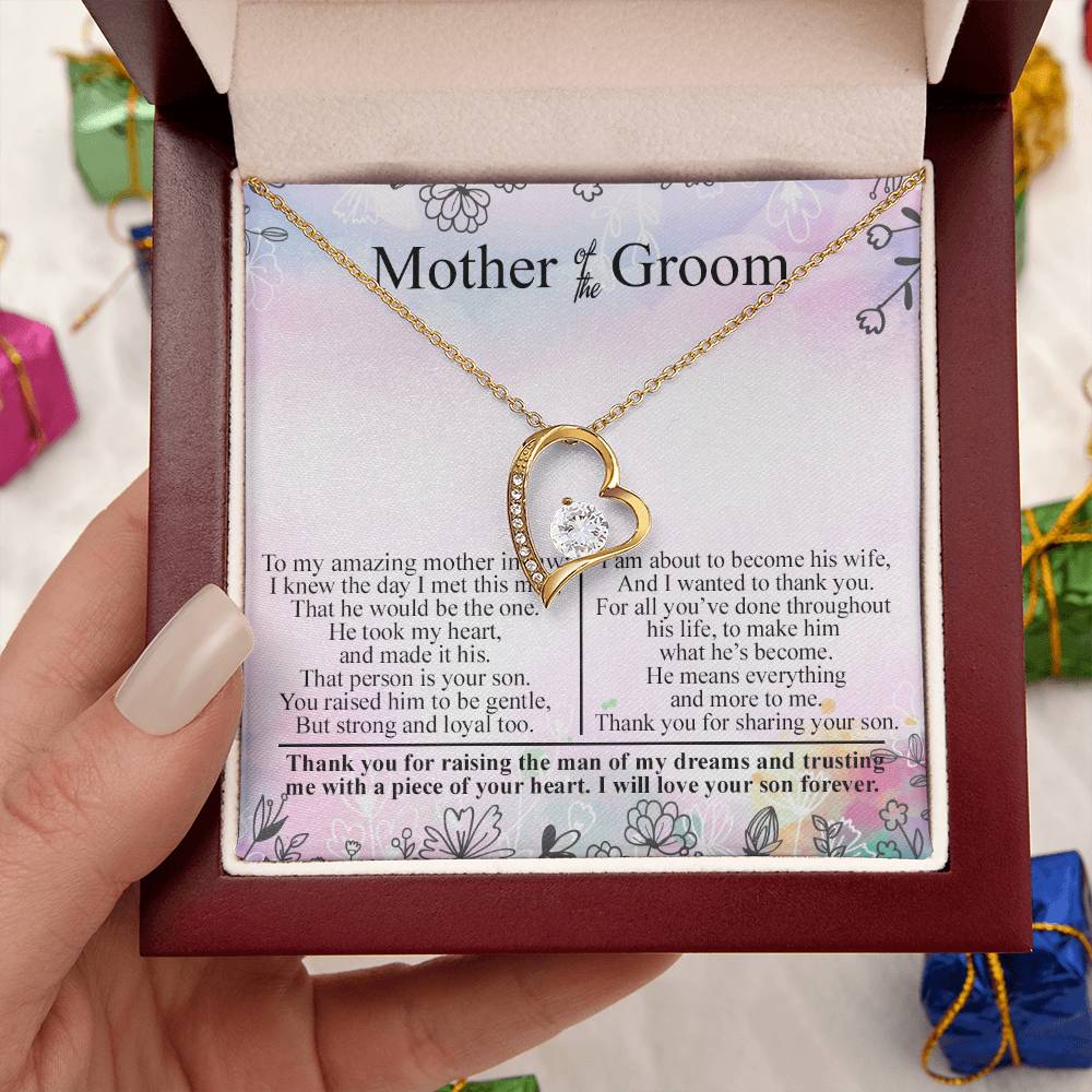 Mother Of The Groom Wedding Gift Bridal Party Rehearsal Dinner Man Of My Dreams Parent Of Groom Bridal Shower Christmas Gifts Birthday Gifts Forever Love Necklace
