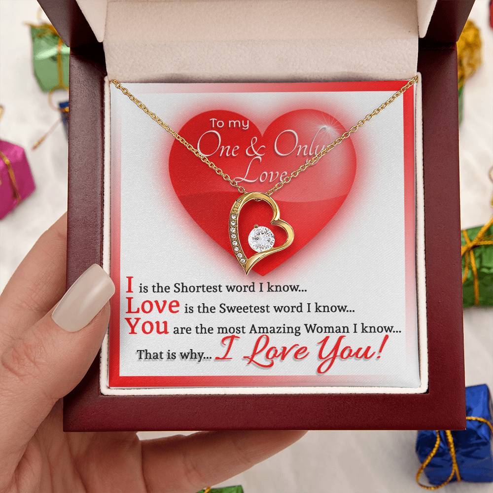 To My One And Only Love Heart Necklace Forever Love Necklace