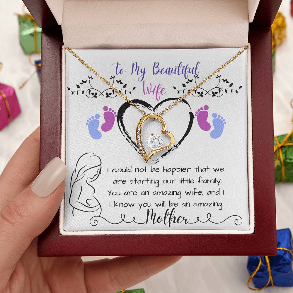 To My Beautiful Wife Soon To Be Mom Forever Love Necklace Forever Love Necklace