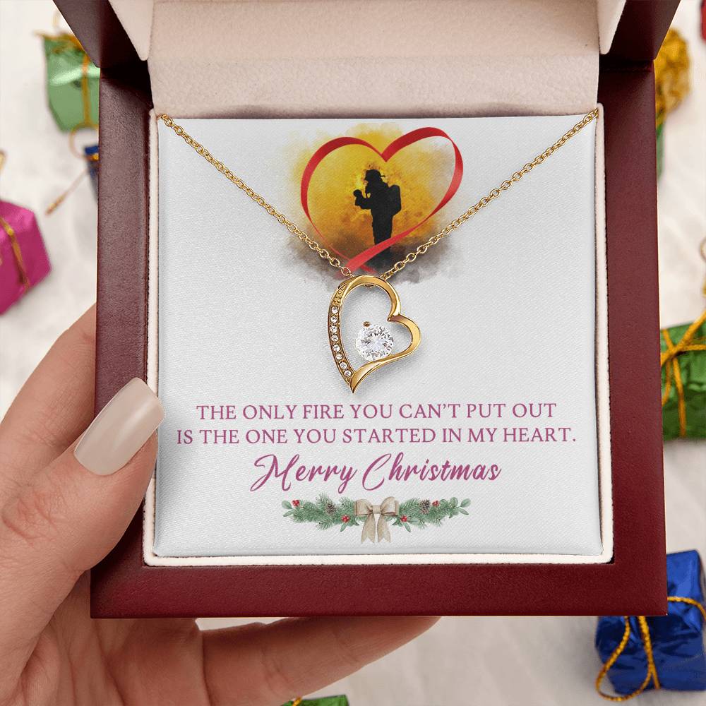 Merry Christmas To My Firefighter 14k Gold Necklace Forever Love Necklace