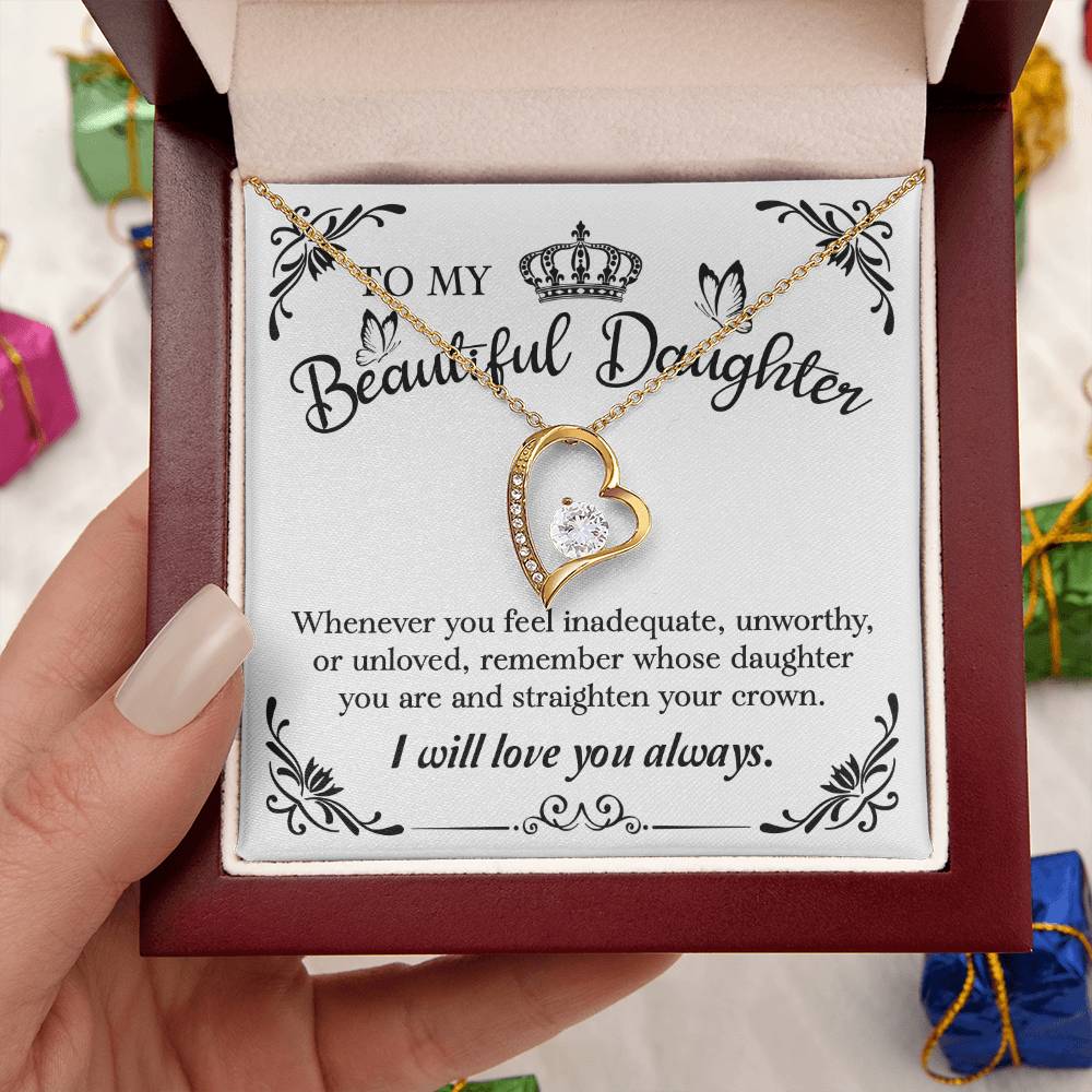 To My Beautiful Daughter Gift For Daughter From Mom Daughter's Birthday Daughter's Graduation Daughter Jewelry Forever Love Necklace