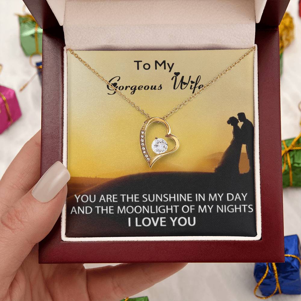 To My Gorgeous Wife - Gift From Husband - 925 Sterling Silver Pendant Forever Love Necklace