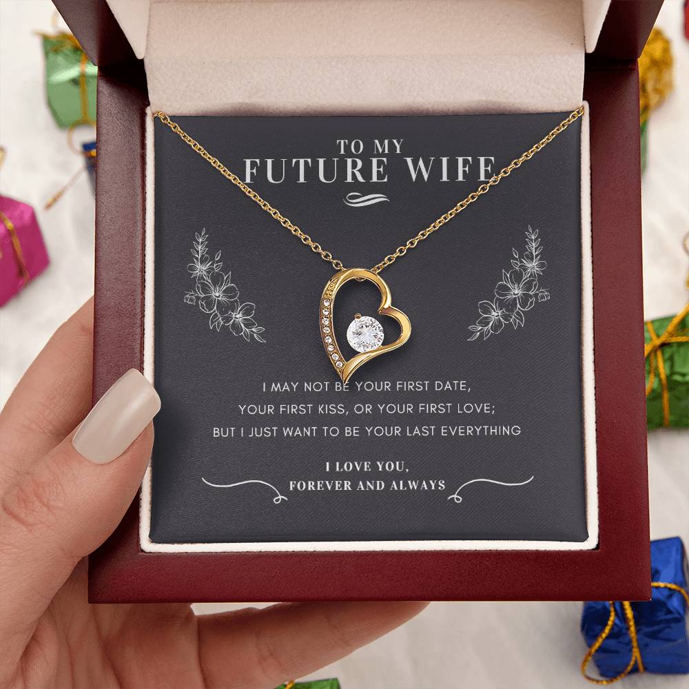 To My Future Wife Heart Necklace Message Card Gift Box Forever Love Necklace