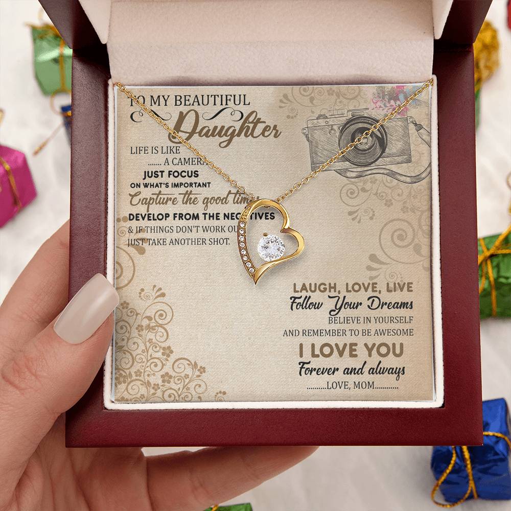 To My Beautiful Daughter Straighten Your Crown Necklace Mom Daughter Necklace Daughter Birthday Gift Daughter Graduation Forever Love Necklace