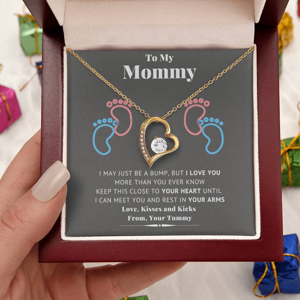 To My Mommy Love Kisses And Kieks From Your Tummy - New Mommy Necklace Forever Love Necklace