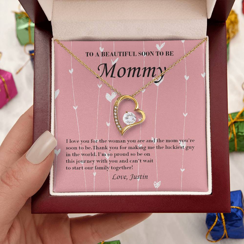 Mom To Be Valentine's Necklace From Justin First Time Mommy Soon To Be Mother Jewelry Pregnant Valentine's Present Forever Love Necklace