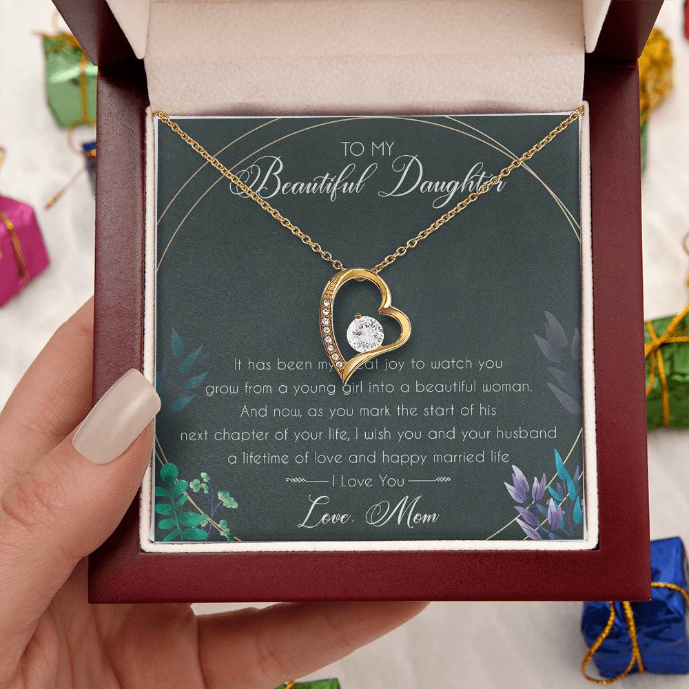 To My Beautiful Daughter Birthday Message Card Gift From Mom Mom To Daughter Gift Mom And Daughter Always Remember Forever Love Necklace