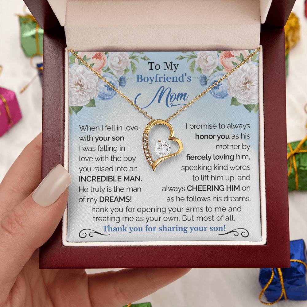 To My Boyfriend's Mom - Thank You For Sharing Your Son Forever Love Necklace