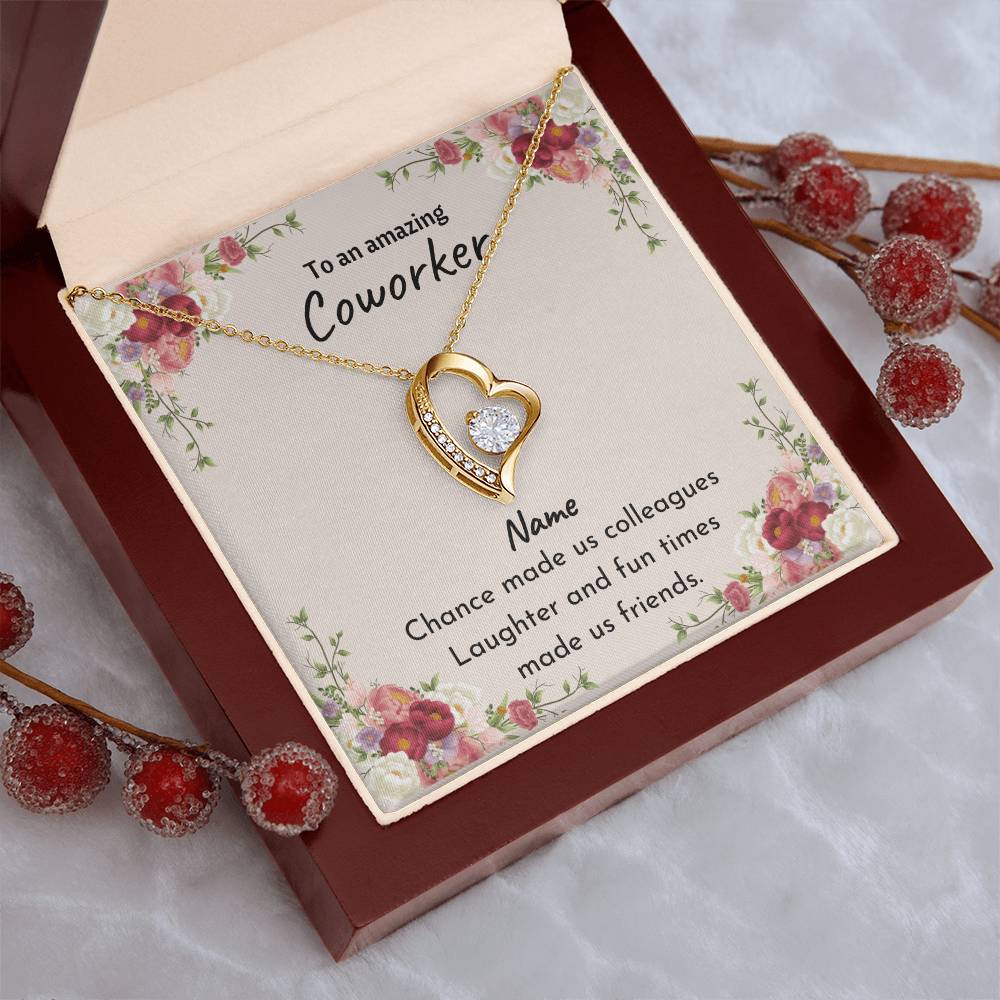 Heart Coworker Leaving Chance Made Us Colleagues White + Gold 1 Forever Love Necklace