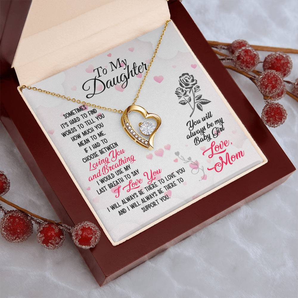 To My Daughter Forever Love Mother's Day Necklace Gift Set Daughter Gift From Mom Anniversary Lovingly Mom Birthday Gift Daughter Forever Love Necklace