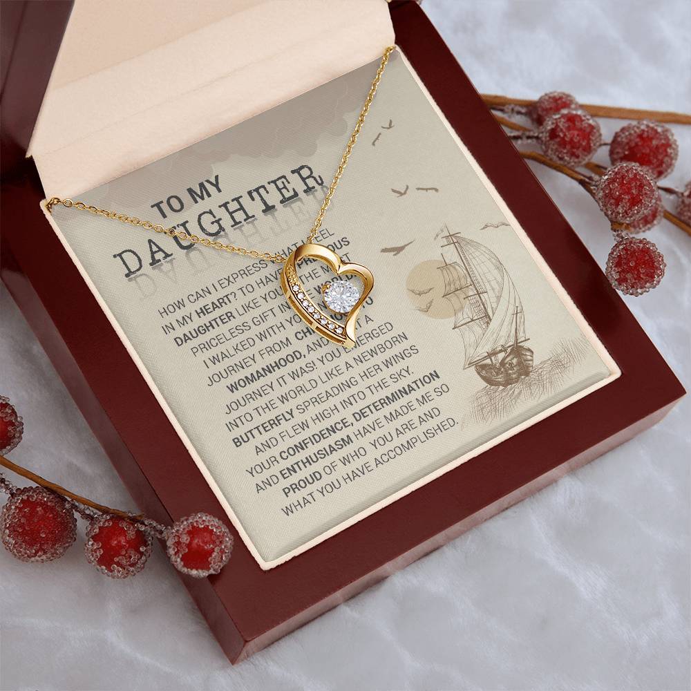 To My Daughter Love Mum White Gold Necklace Forever Love Necklace
