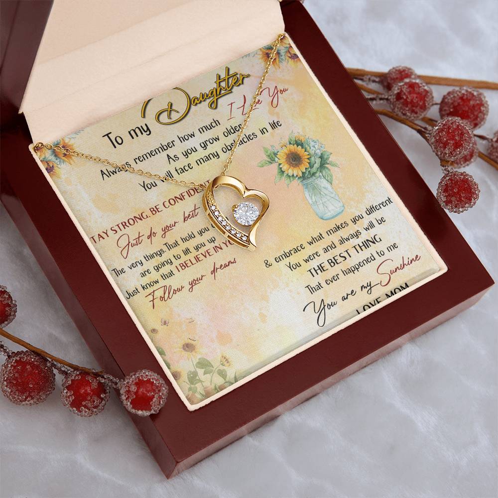 To My Daughter I Love You Mother's Day Sunflower Necklace Meaningful Necklace For Daughter Mother To Daughter Birthday Forever Love Necklace