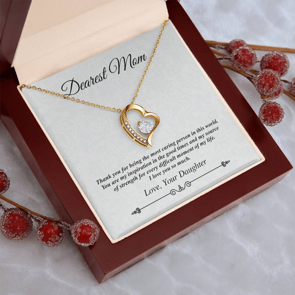 'Dearest Mom' Heart Necklace - The Most Caring Person In This World Forever Love Necklace