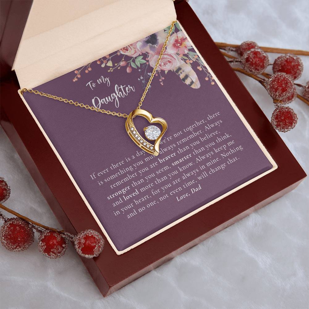 Daughter - Dad - Pruple - Gold Forever Love Necklace