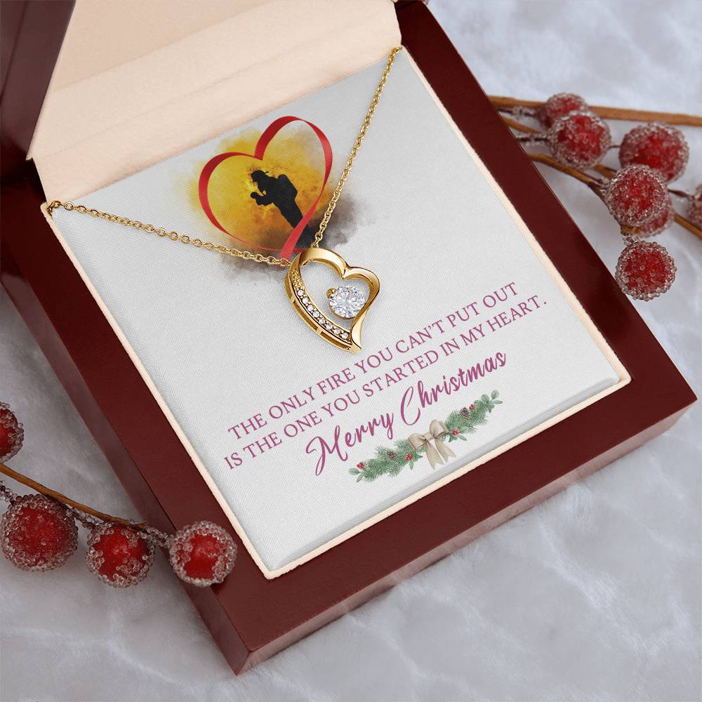 Merry Christmas To My Firefighter 14k Gold Necklace Forever Love Necklace