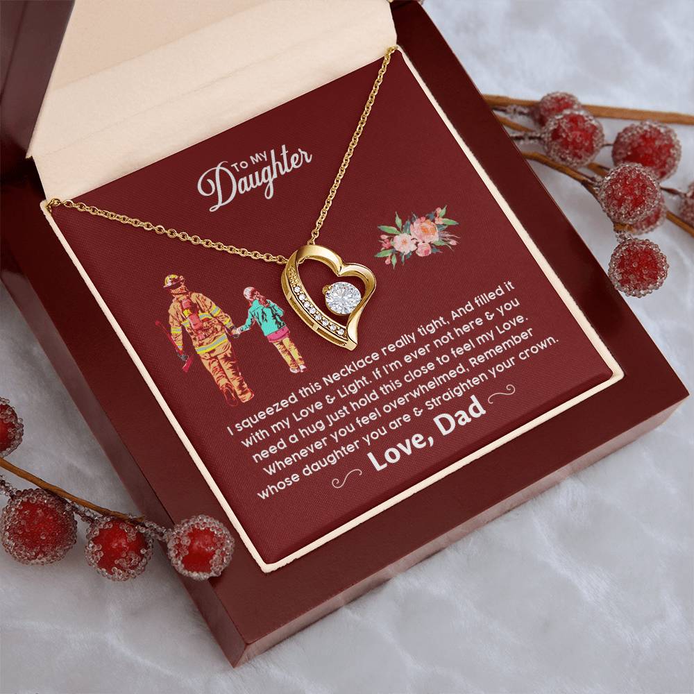 Firefighter's Daughter Gift For Daughter From Firefighter Dad Firefighter Daughter Necklace Forever Love Necklace