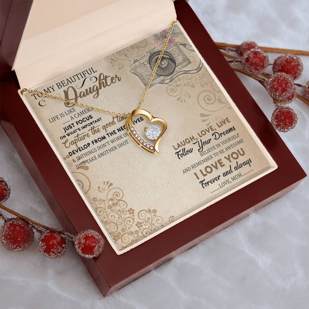 To My Beautiful Daughter Straighten Your Crown Necklace Mom Daughter Necklace Daughter Birthday Gift Daughter Graduation Forever Love Necklace