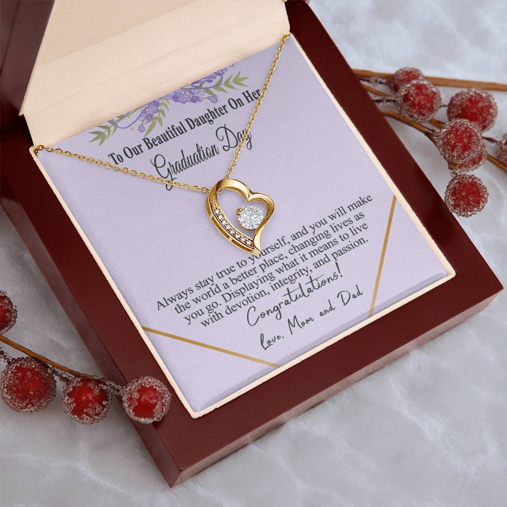 Class Of 2022 Graduation Message Card Necklace For Daughter Forever Love Necklace