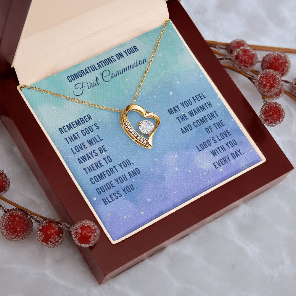 Congratulations On Your First Communion Remember That God's Love Will Aways Be There To Comfort You Guide You And Bless Necklace Forever Love Necklace