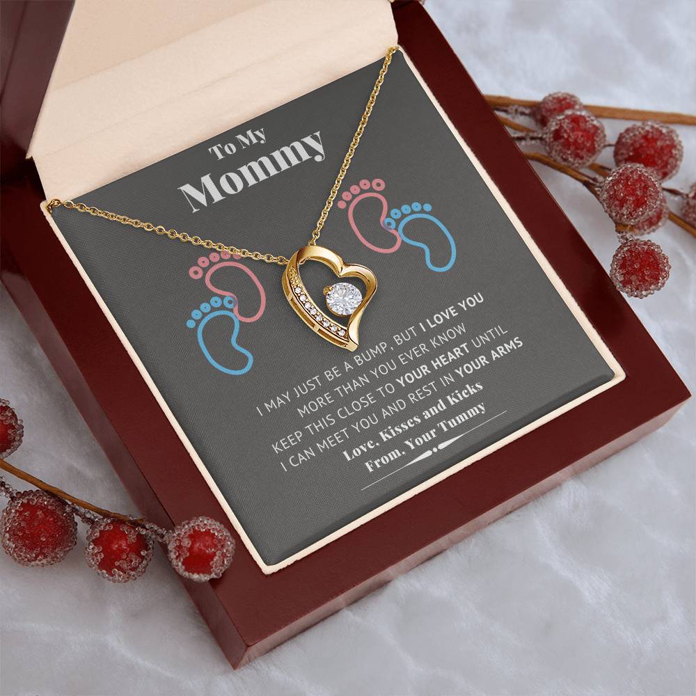 To My Mommy Love Kisses And Kieks From Your Tummy - New Mommy Necklace Forever Love Necklace