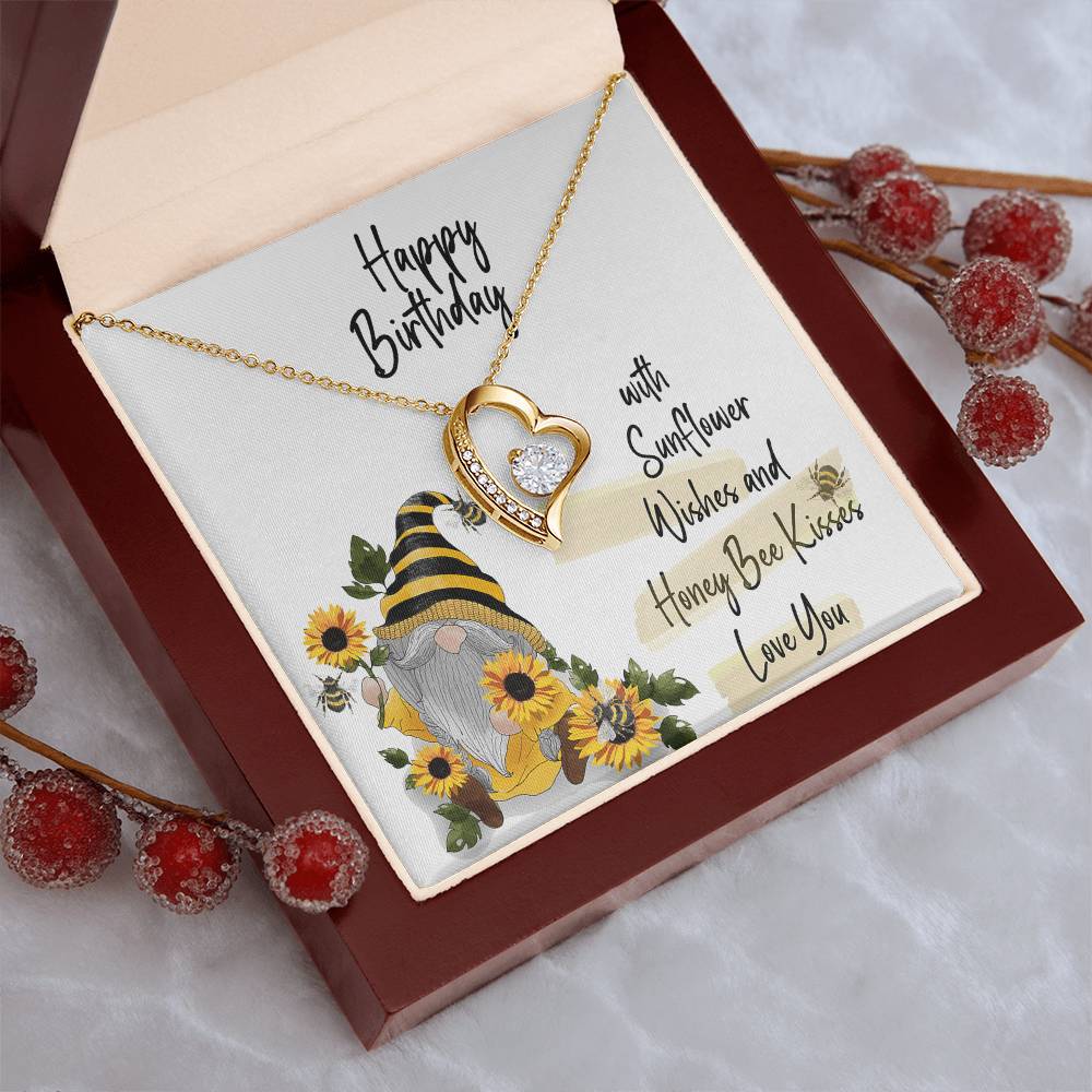 Happy Birthday Necklace With Sunflower Gnome Care Forever Love Necklace