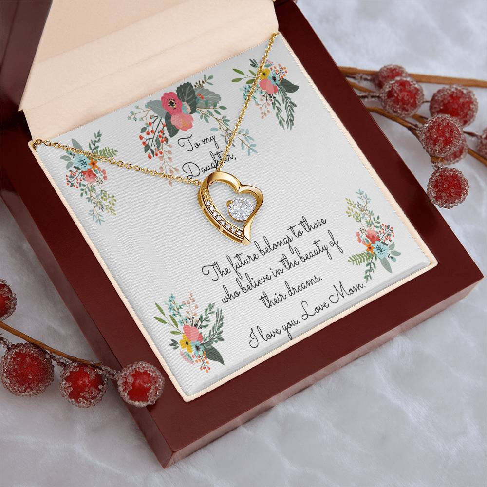 To My Daughter I Love You Mother's Day Sunflower Necklace Daughter Gift From Mom Mom To Daughter Forever Love Necklace