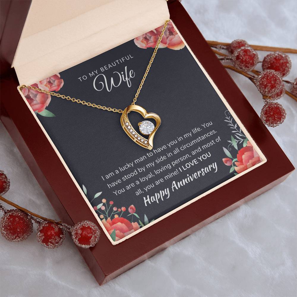 To My Beautiful Wife Anniversary Necklace Forever Love Necklace