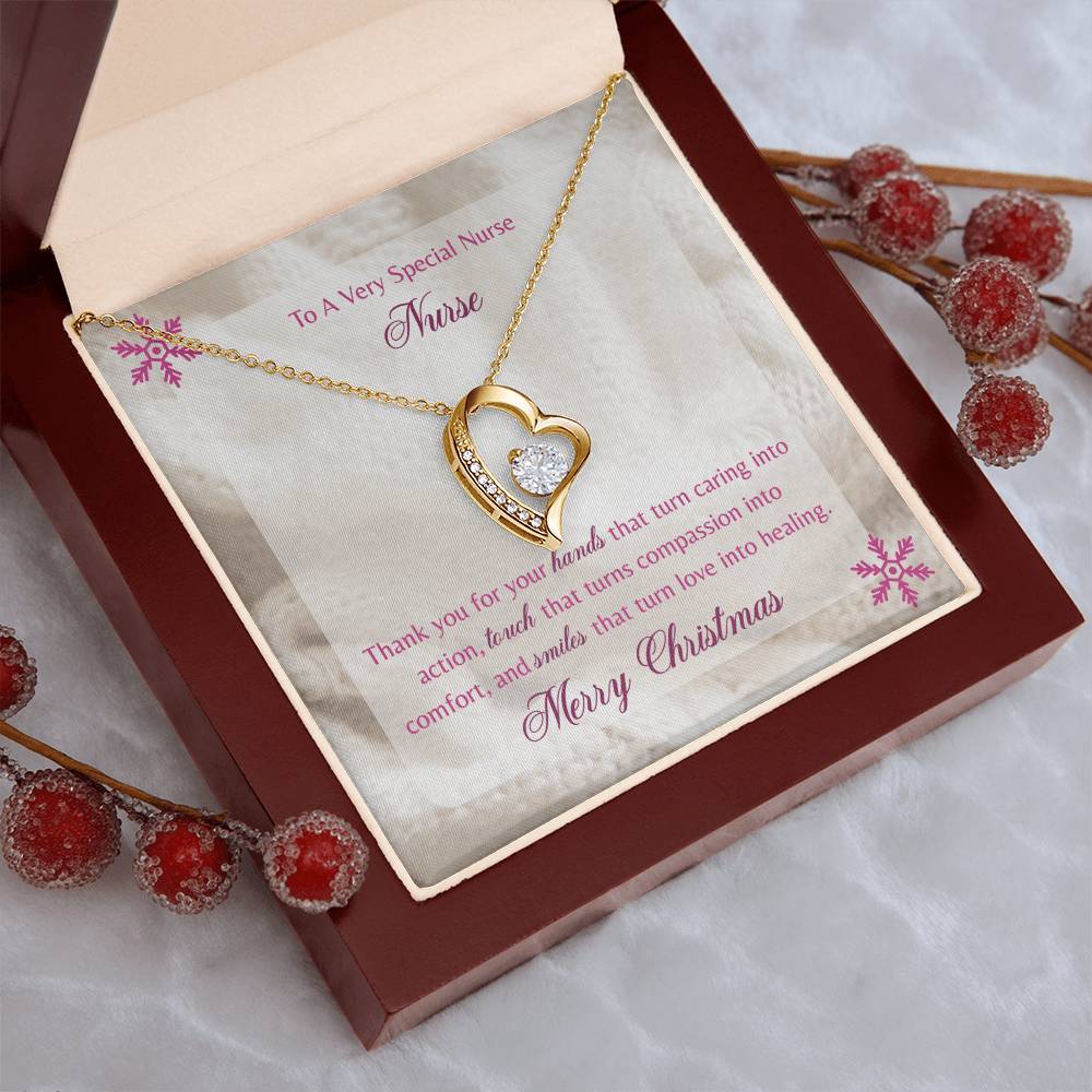 Merry Christmas To A Special Nurse 14K Gold Necklace Forever Love Necklace