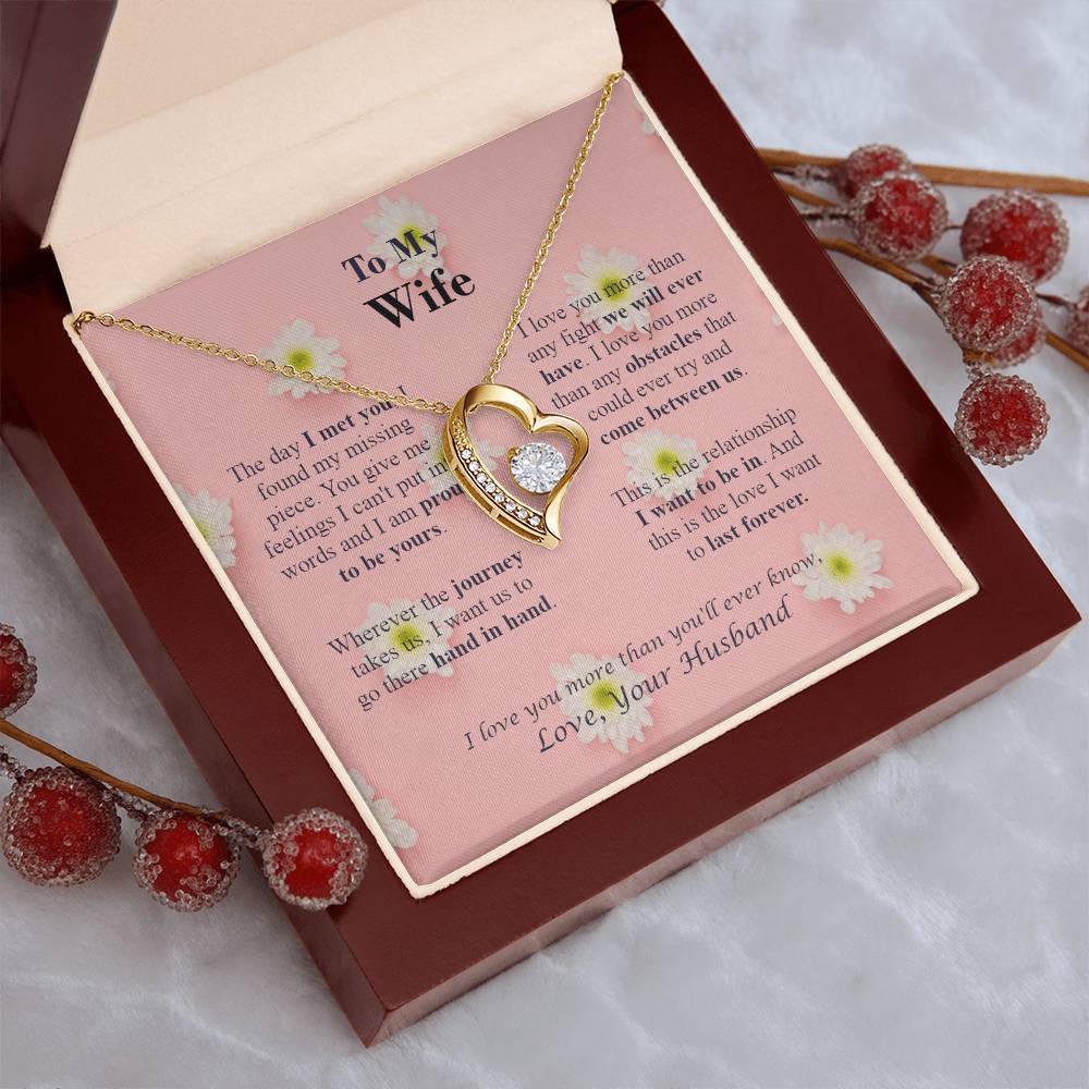 To M Y Wife - Forever Necklace -  Love Your Husband - Pink Daisy Forever Love Necklace