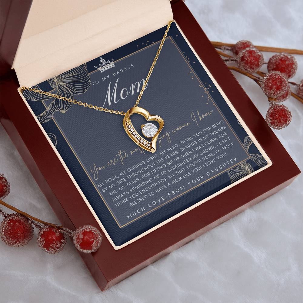 Badass Mom Gift To My Badass Mom Necklace Mother’s Day Gift Daughter To Mom Gift Gift From Daughter To Mom On Wedding Day Mom Gift Forever Love Necklace