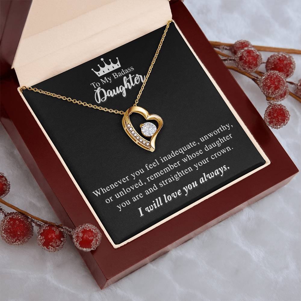 To My Badass Daughter Necklace Daughter Gift Necklace Daughter Birthday Gift Gift For Daughter Daughter Jewelry White Gold Necklace Forever Love Necklace