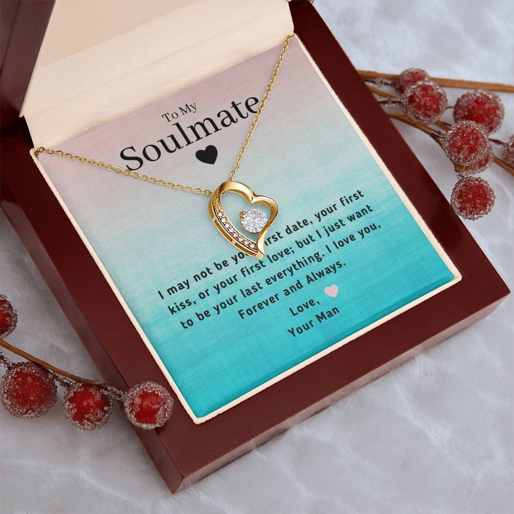 Last Everything Soulmate Message Card Heart Pendant Forever Love Necklace
