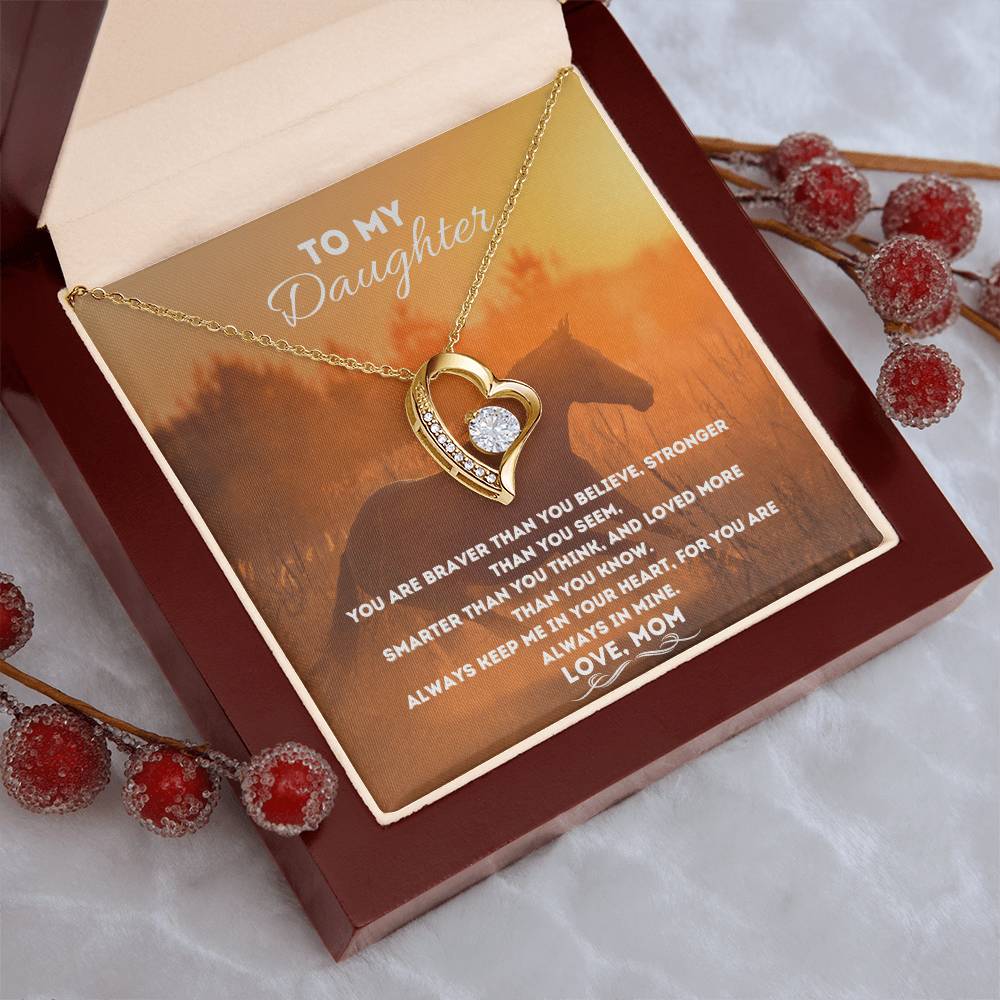 Mom To Daughter Gift You Are Braver Than You Believe To My Daughter Horse Lover Gift Horse Necklace Horse Jewelry For Girl Forever Love Necklace