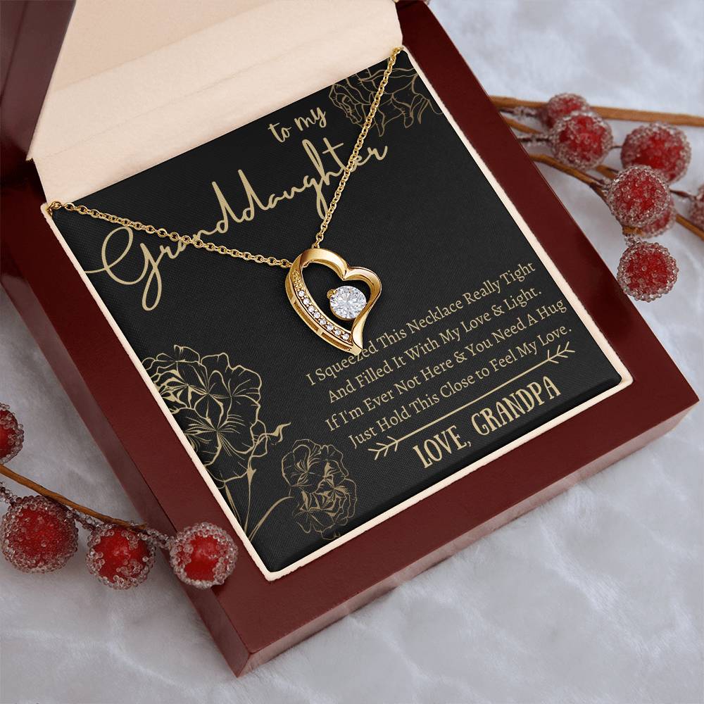 To My Granddaughter - Heart Necklace - Squeeze This Necklace - Love Grandpa Forever Love Necklace