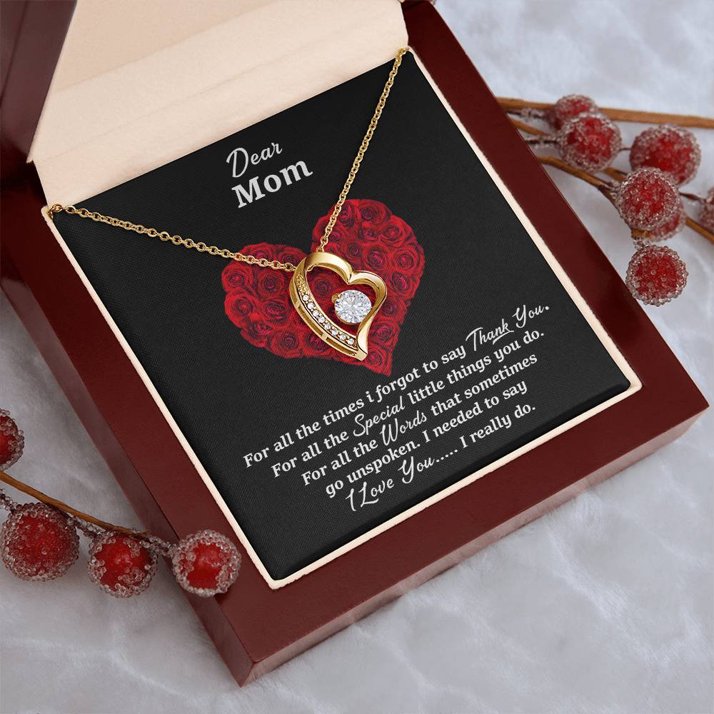 Thank You Mom Mothers Day Gift Forever Love Necklace