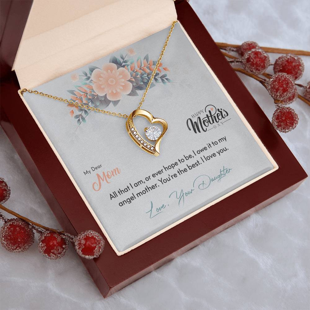 My Dear Mom - Love Your Daughter - 925 Sterling Silver Pendant Forever Love Necklace