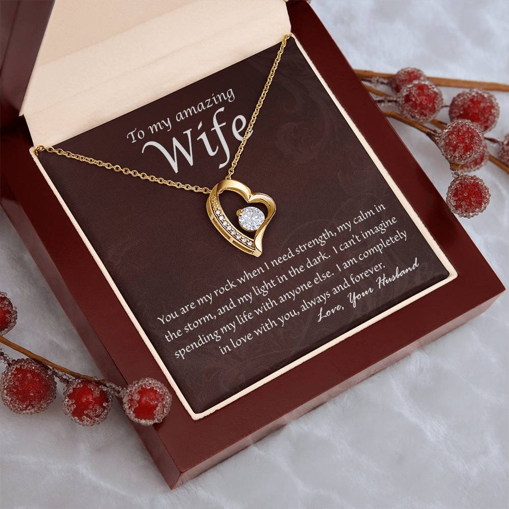 Wife You Are My Rock Heart Necklace Forever Love Necklace
