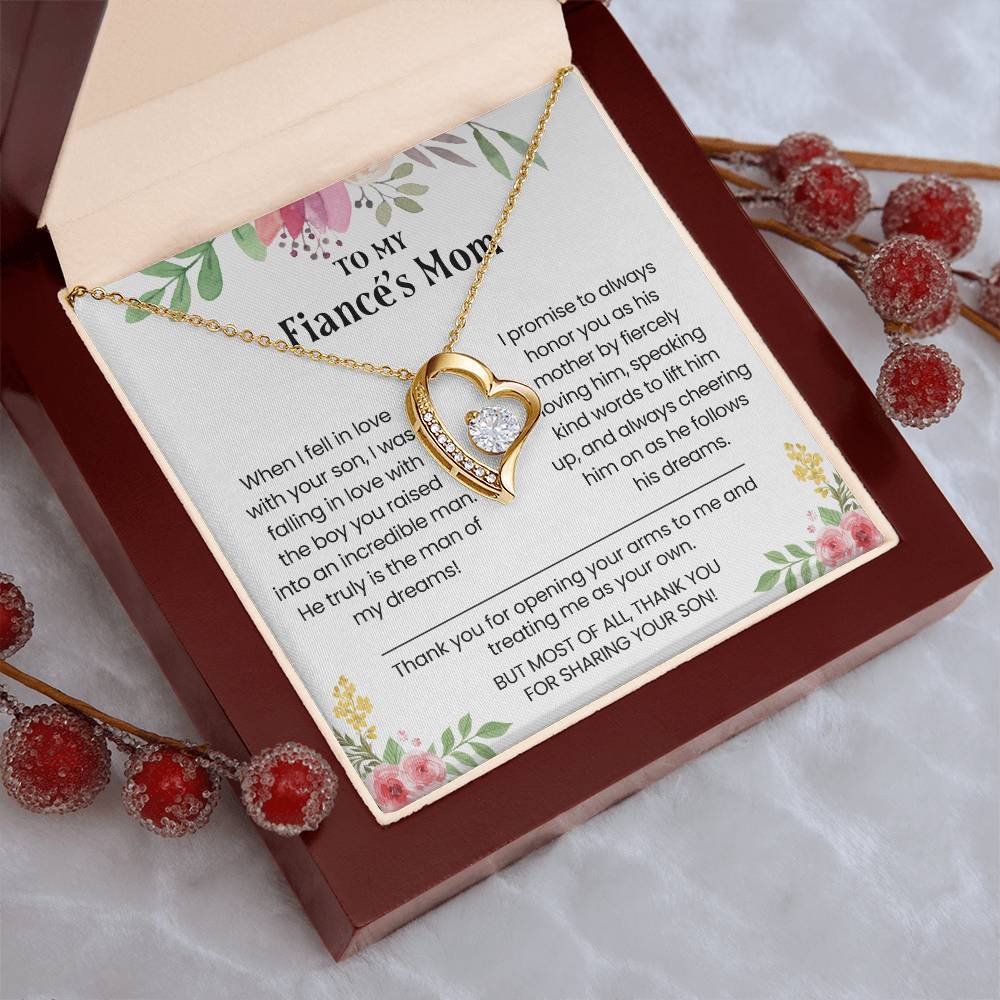 To My Fiancé's Mom Love Fiancé's Mom Necklace Gift To My Fiancés Mom Future Fiancés Mom Present Gift For Fiancé's Mom Birthday New Fiancés Mom Forever Love Necklace